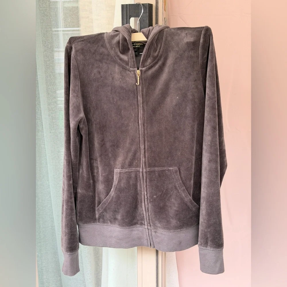 Juicy Couture Charcoal Velour Sweatsuit with Gold Logo, Y2K - Picture 3 of 7